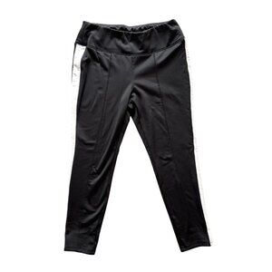 TALBOTS Fleece Lined Side Stripe Sporty Pull On Pants in Black & White SZ 10